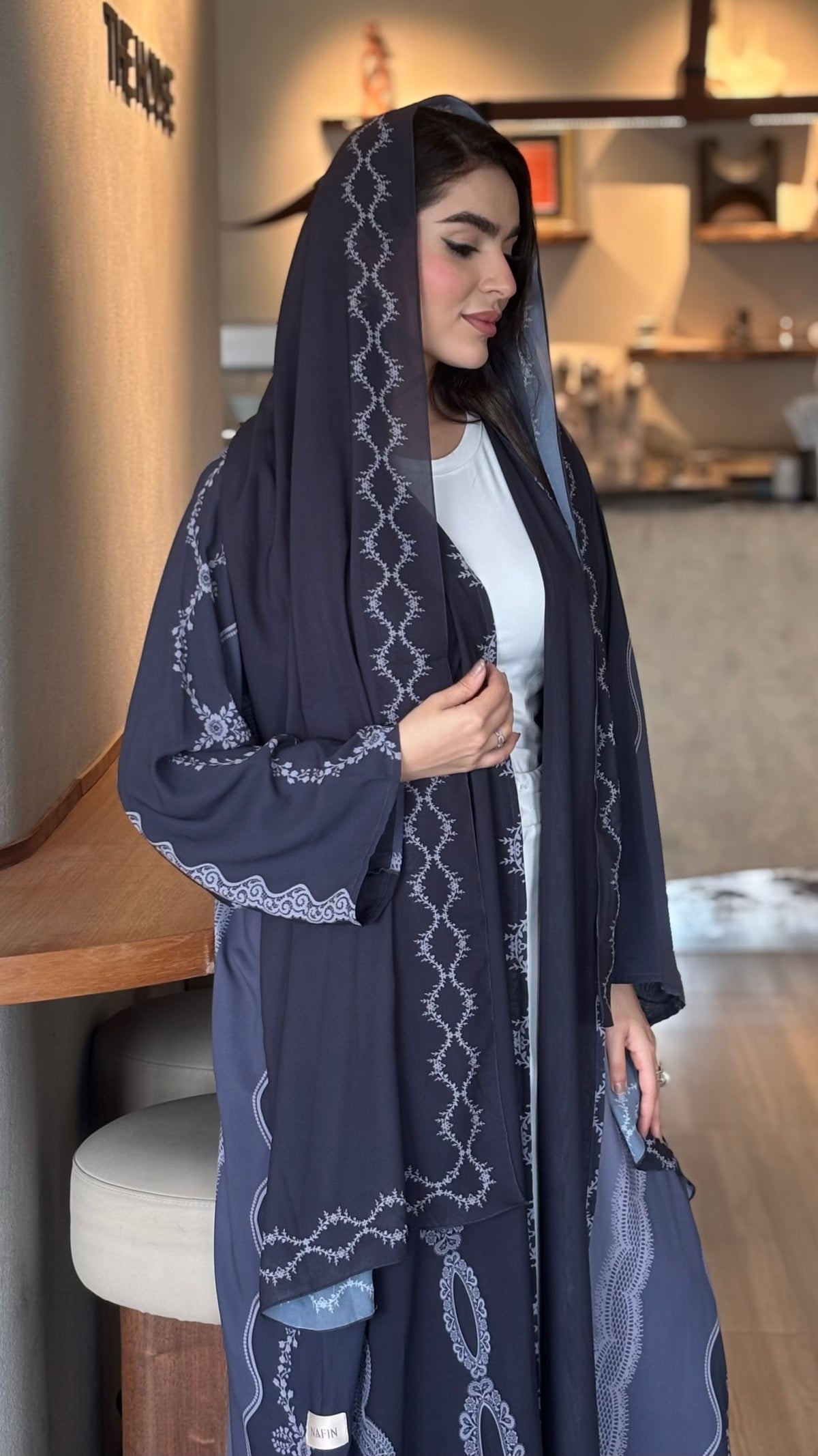 DANTEL PRINT GREY ABAYA