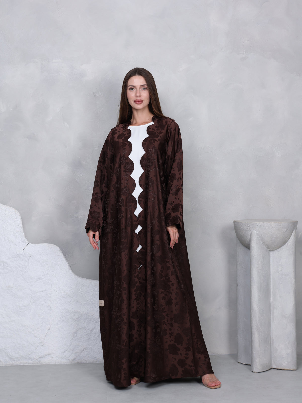 SCALOPE ABAYA - (GREY)