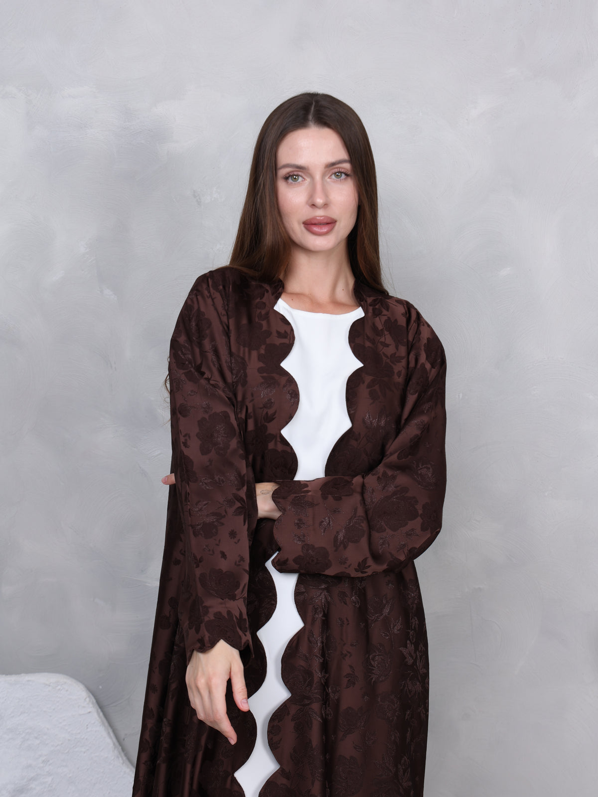 SCALOPE ABAYA - (GREY)