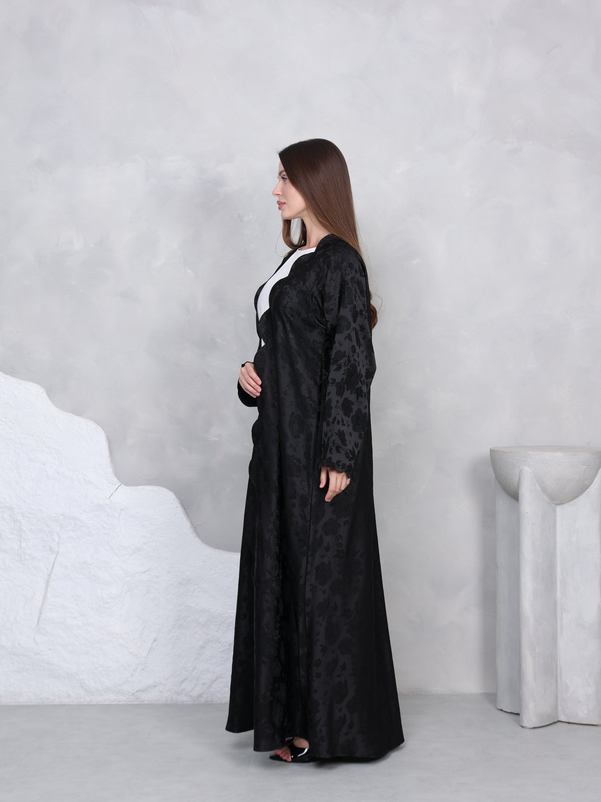 SCALOPE ABAYA - (GREY)