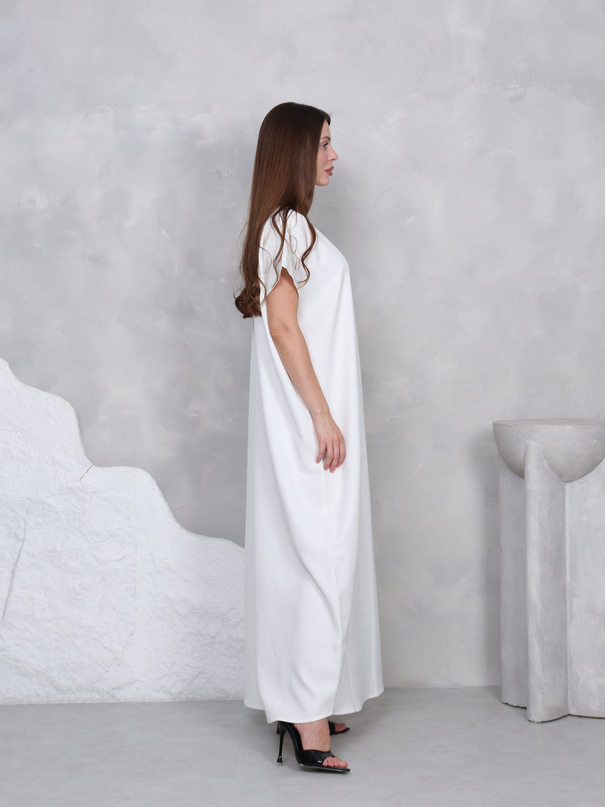 SHORT SLEEVE DRESS - (WHITE)