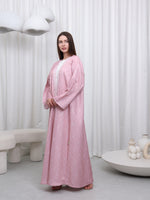 BORDER PRINT ABAYA - (PINK)