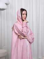 BORDER PRINT ABAYA - (PINK)
