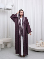 BORDER PRINT ABAYA - (PINK)