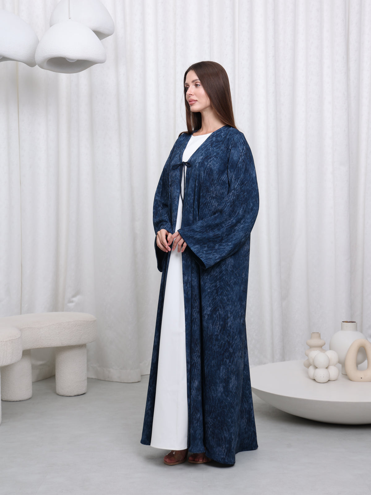 RIBBON ABAYA - (DUSTY RED)