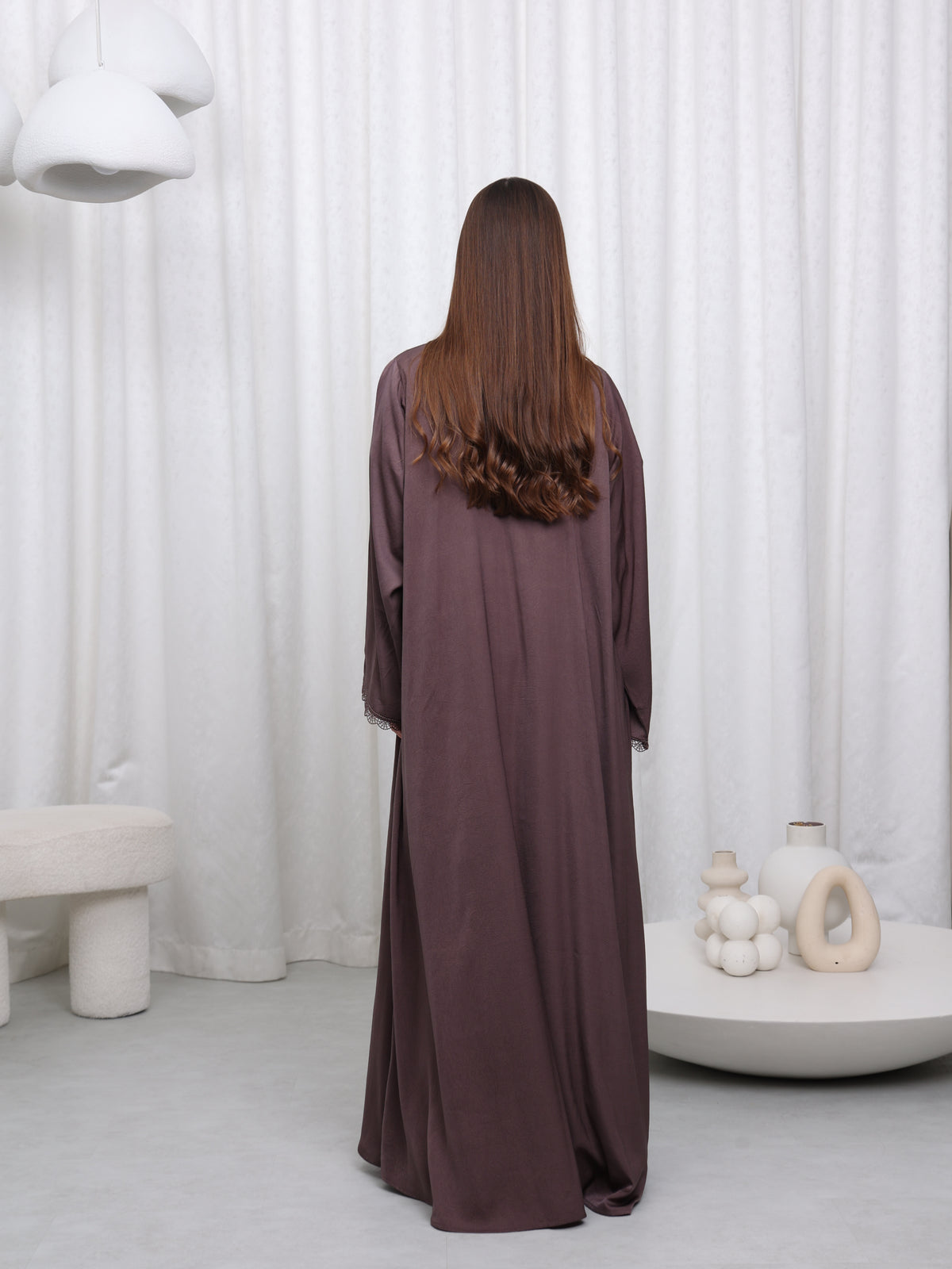 LACE ABAYA - (BROWN)