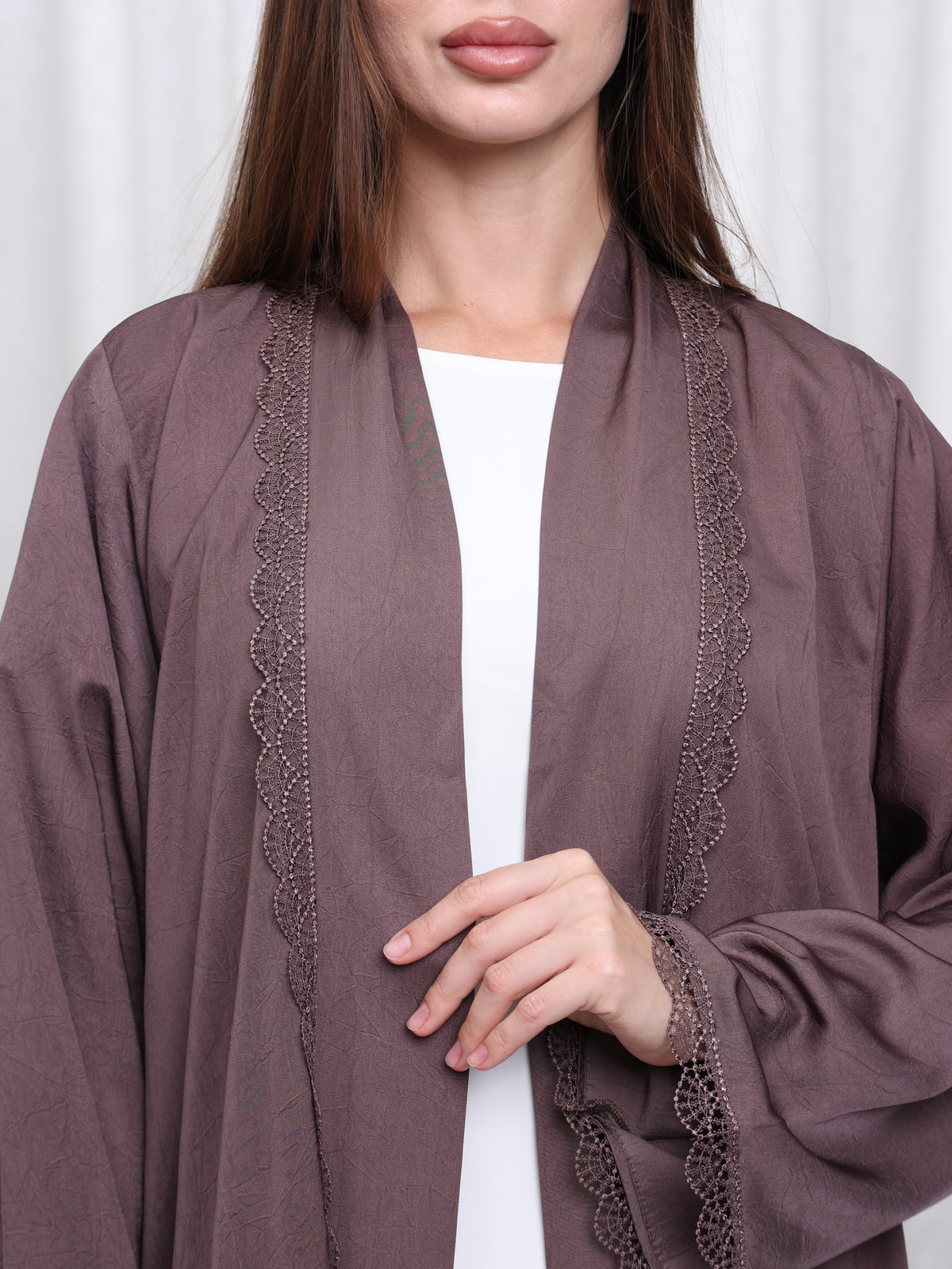 LACE ABAYA - (BROWN)