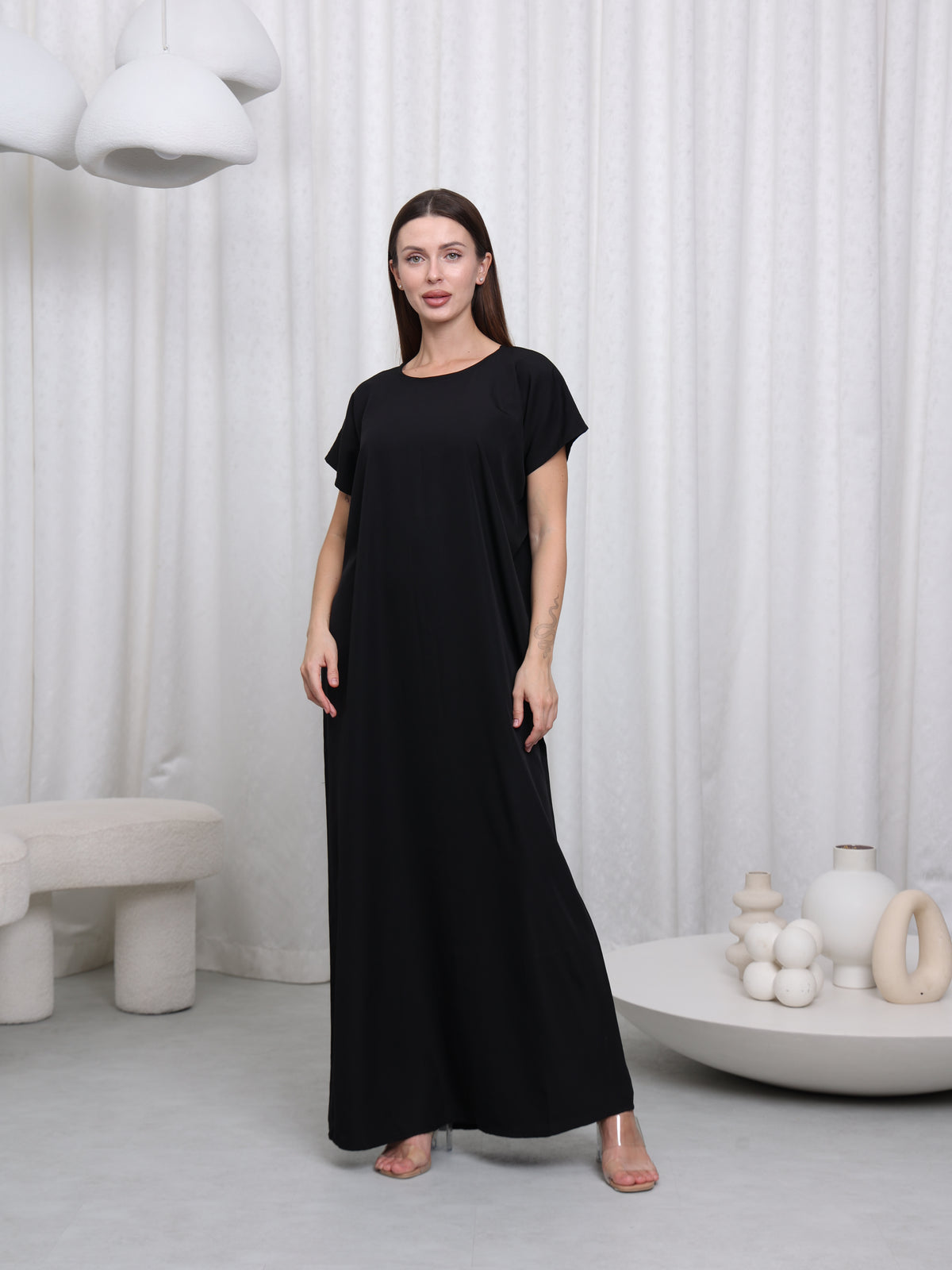 SHORT SLEEVE DRESS - (WHITE)