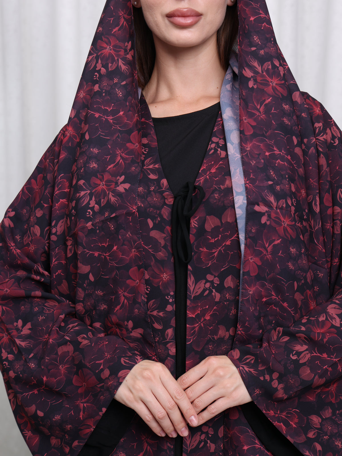 RIBBON ABAYA - (DUSTY RED)