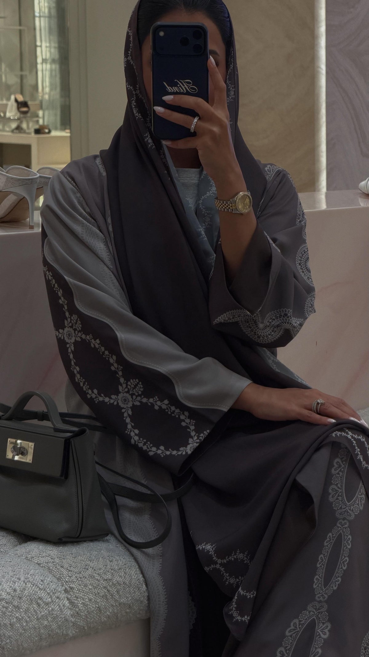 DANTEL PRINT BEIGE ABAYA
