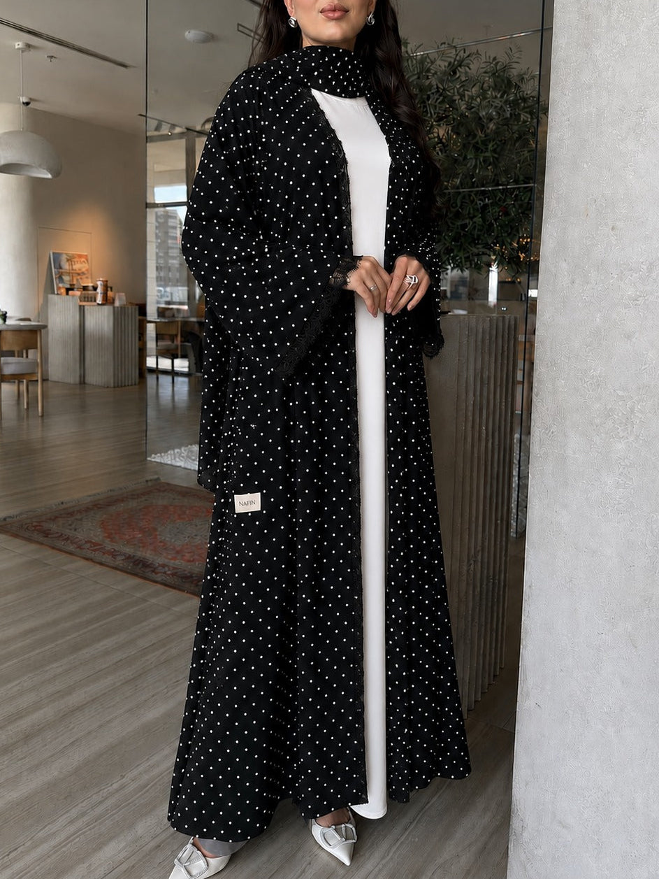 BLACK POLKA ABAYA