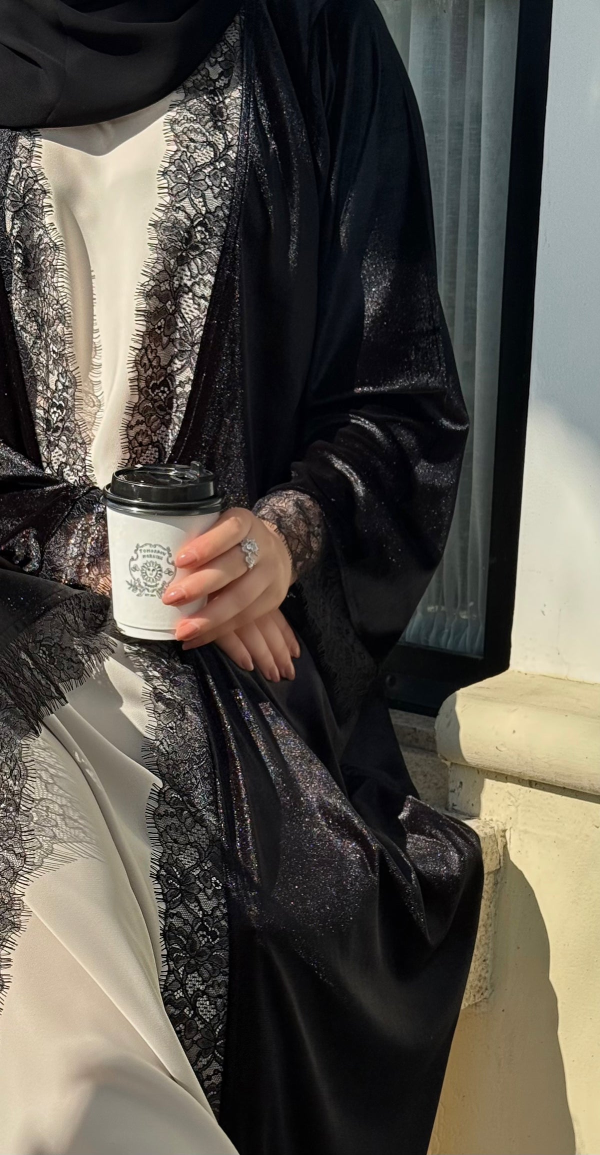 VELVET DANTEL (BLACK ABAYA)