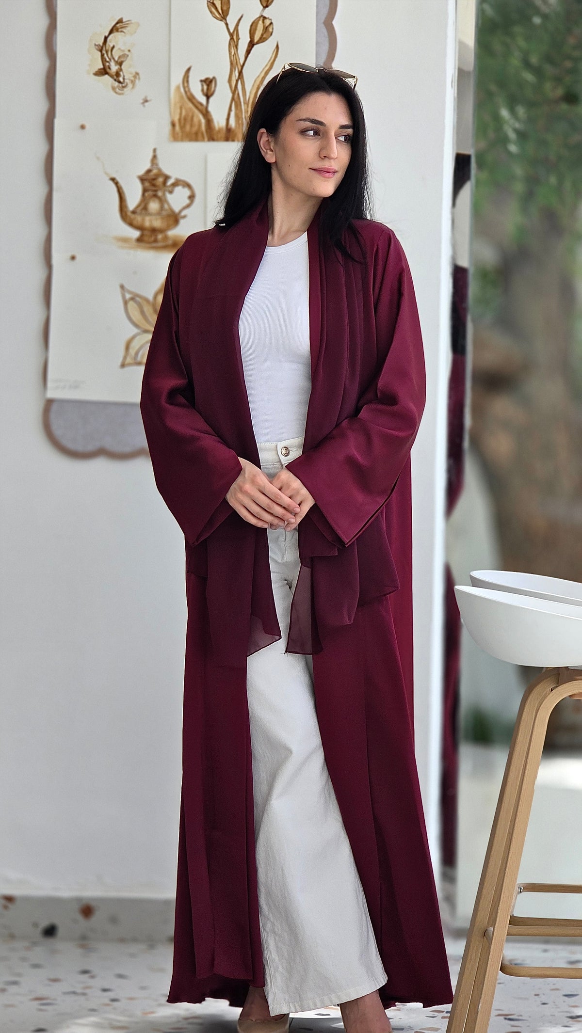 Maroon plain Abaya