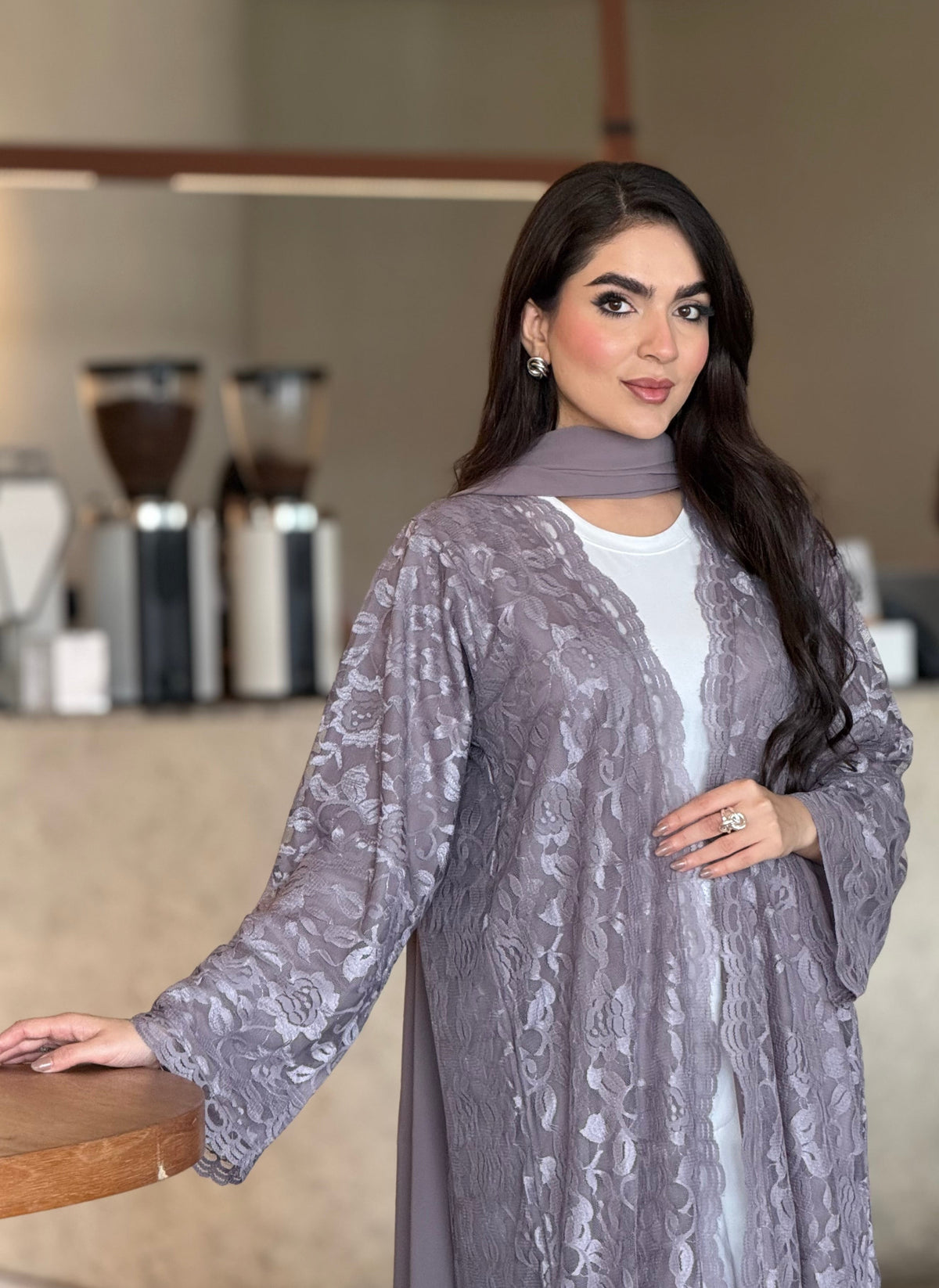LAVENDER LACE ABAYA