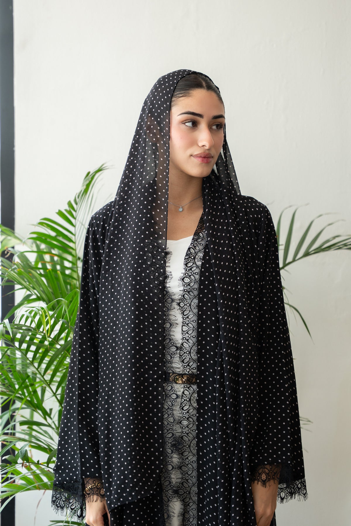 BLACK POLKA ABAYA