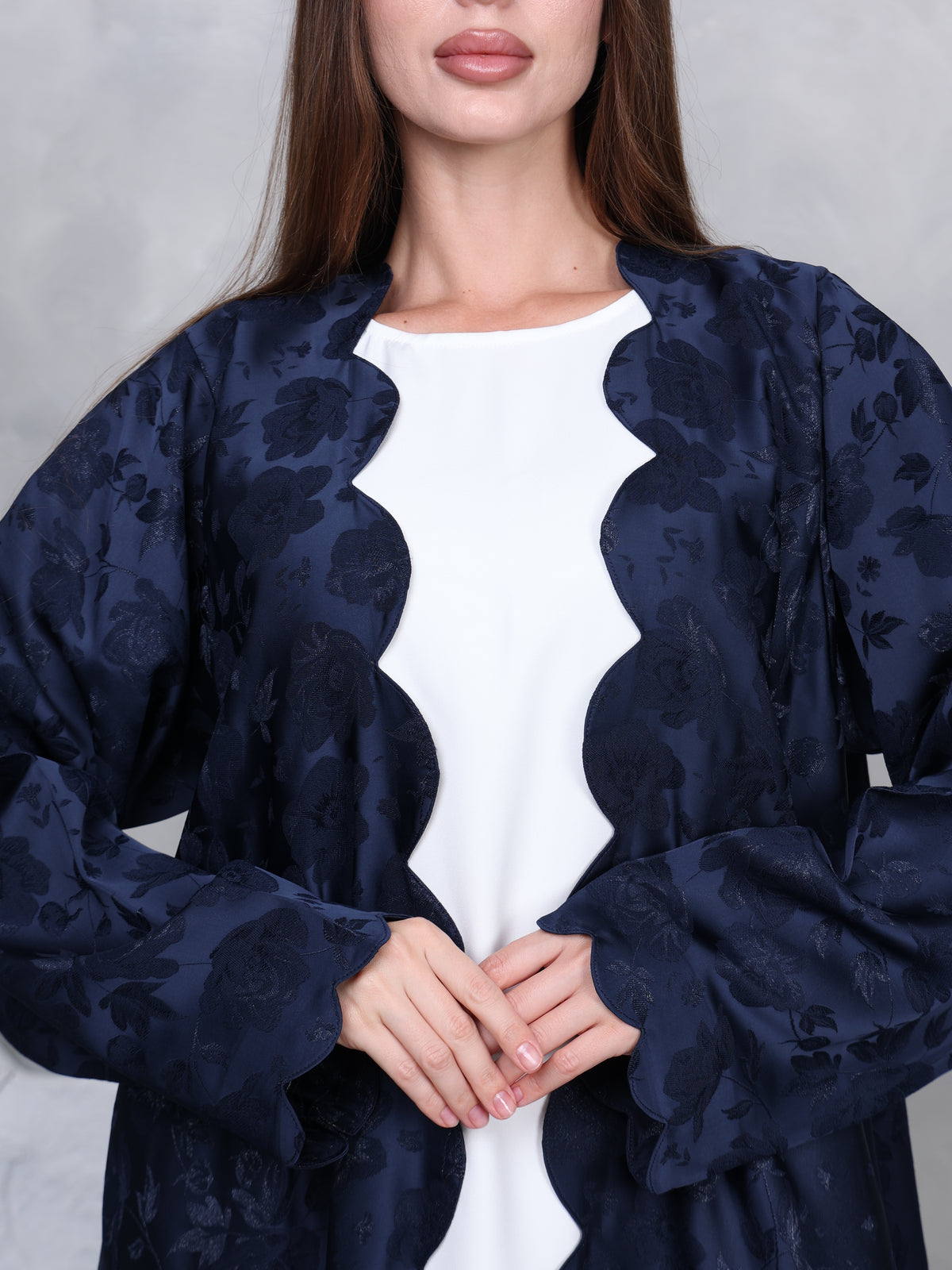 SCALOPE ABAYA - (GREY)