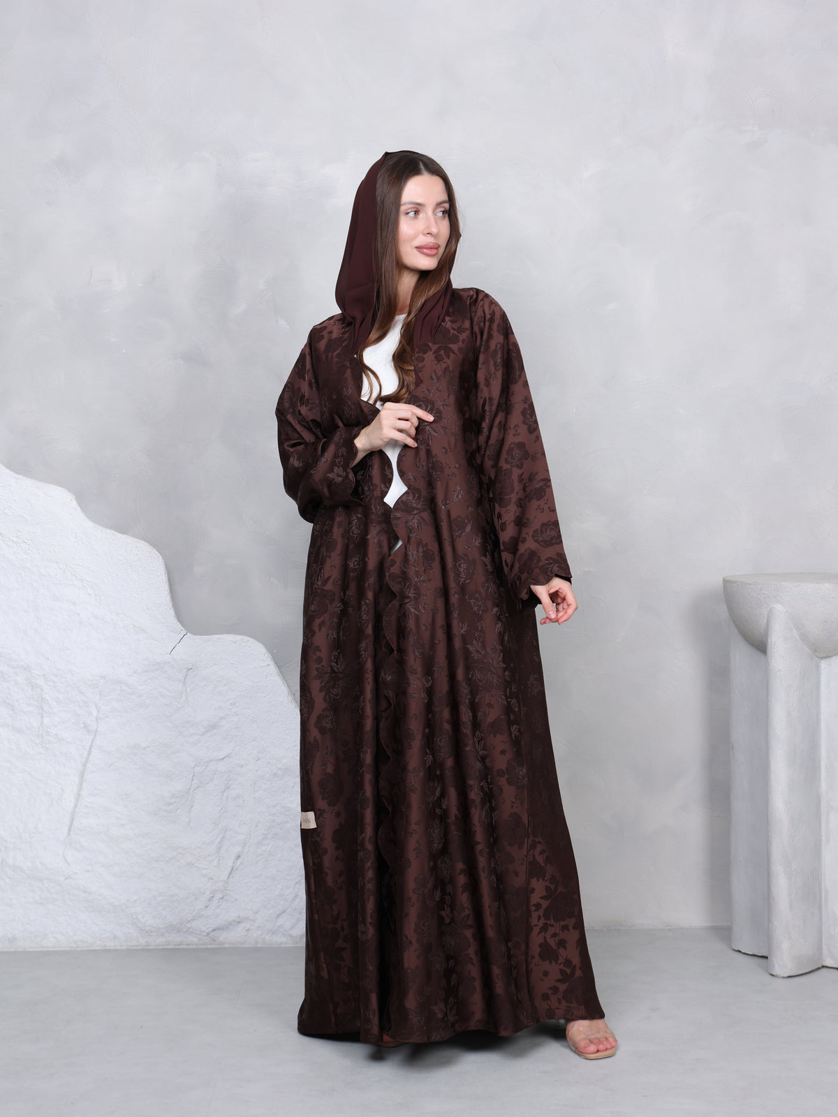 SCALOPE ABAYA - (GREY)