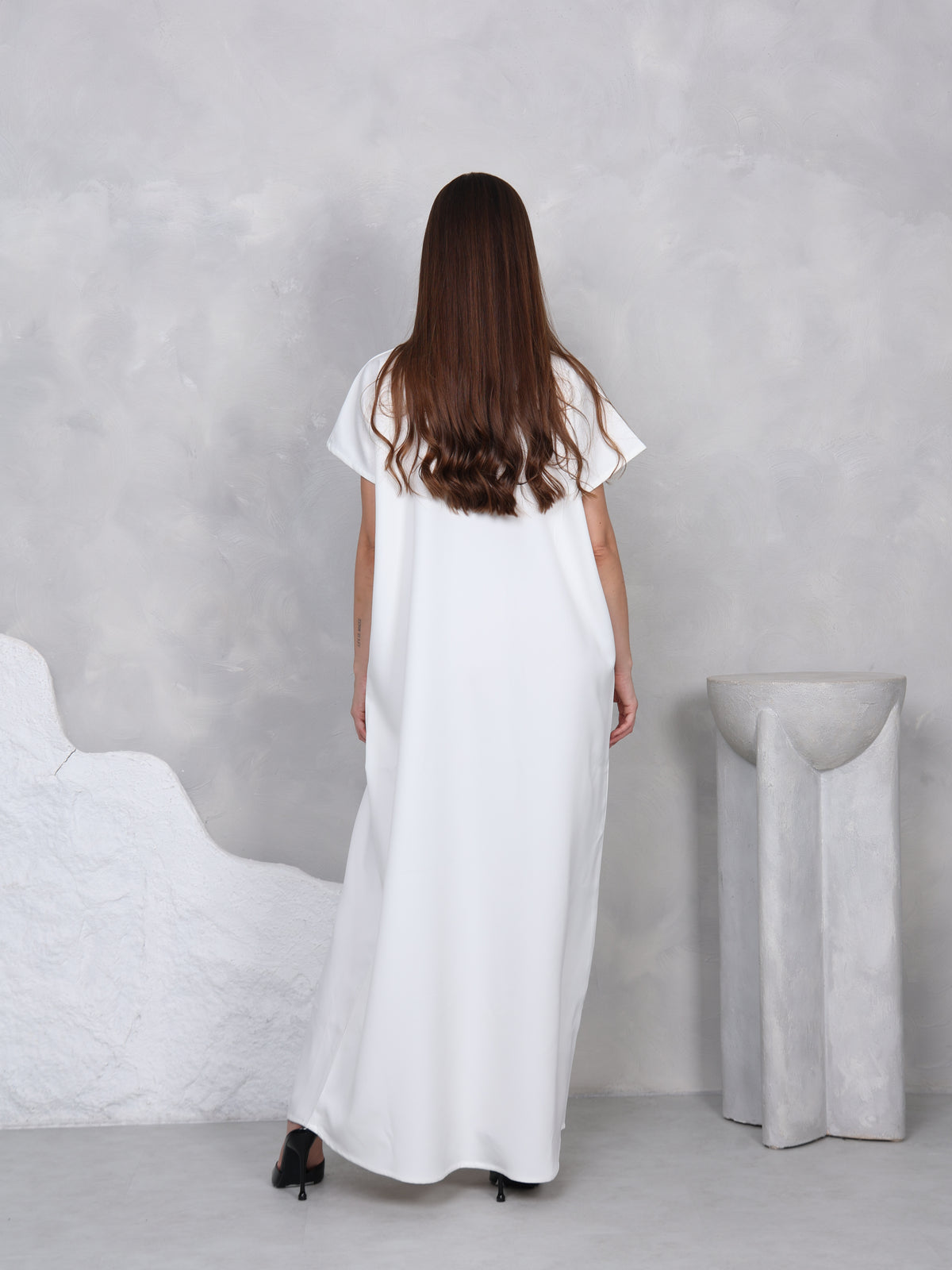 SHORT SLEEVE DRESS - (WHITE)