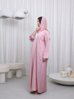 BORDER PRINT ABAYA - (PINK)
