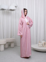 BORDER PRINT ABAYA - (PINK)