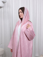 BORDER PRINT ABAYA - (PINK)
