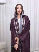 BORDER PRINT ABAYA - (PINK)