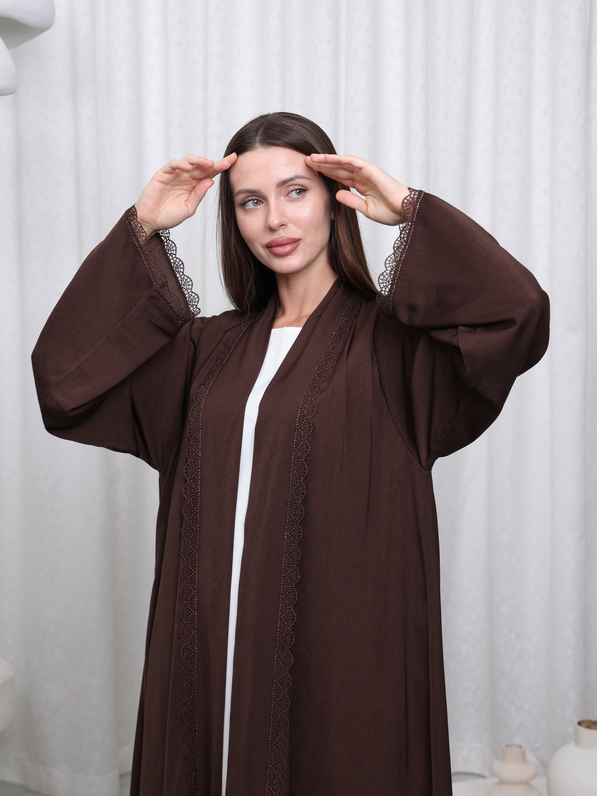 LACE ABAYA - (STEAL BLUE ABAYA)