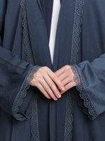 LACE ABAYA - (STEAL BLUE ABAYA)